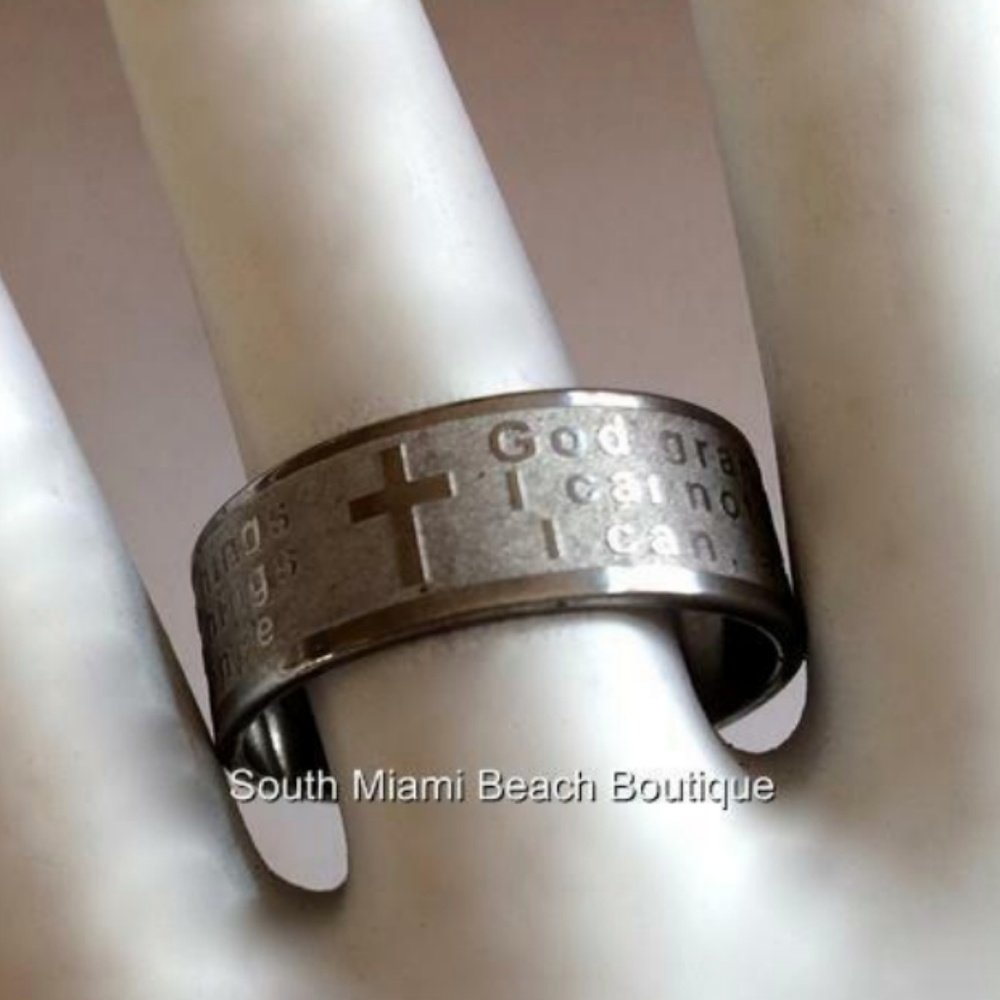 Serenity Prayer Ring Band Stainless Steel Silver Mens Womens Sz 6 7 8 9 10 11 12 - Picture 4 of 6